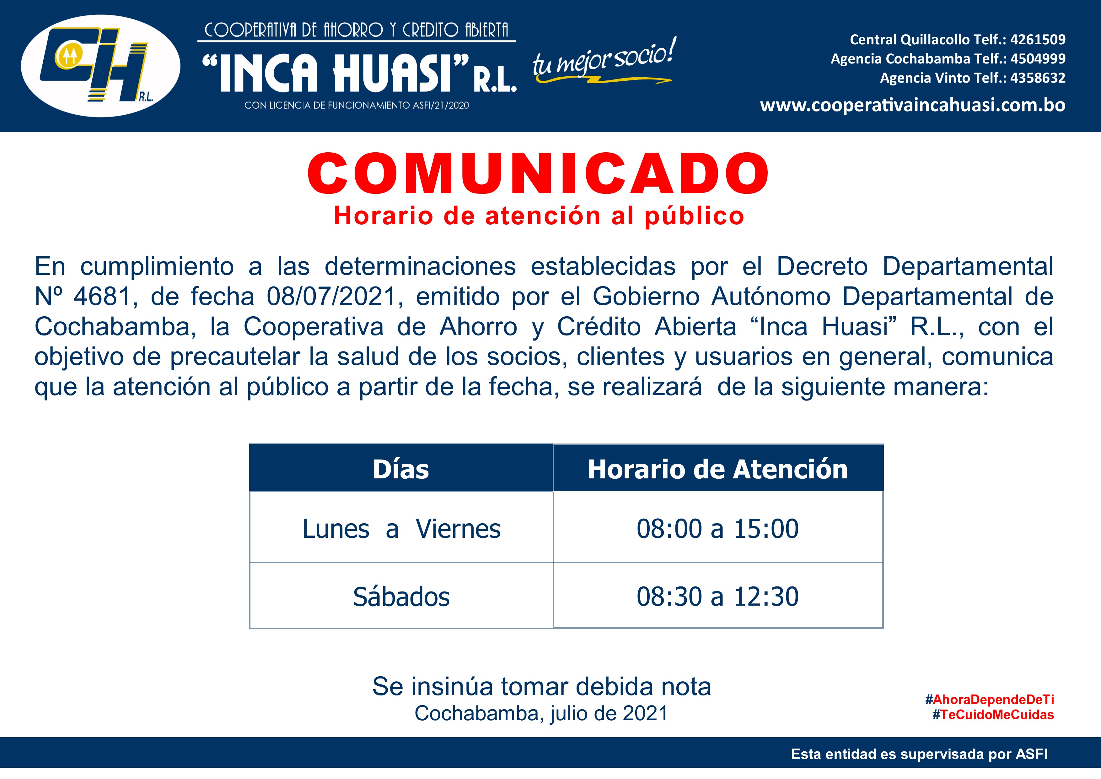Caja de Ahorro Cooperativa de Ahorro y Crédito Abierta Inca Huasi RL Caja de Ahorro Cooperativa de Ahorro y Crédito Abierta Inca Huasi RL